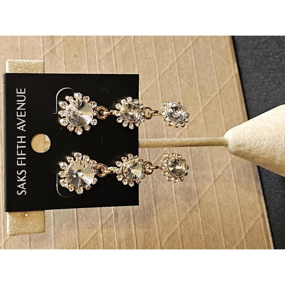 Saks Fifth Avenue Elegant Crystal Drop Earrings